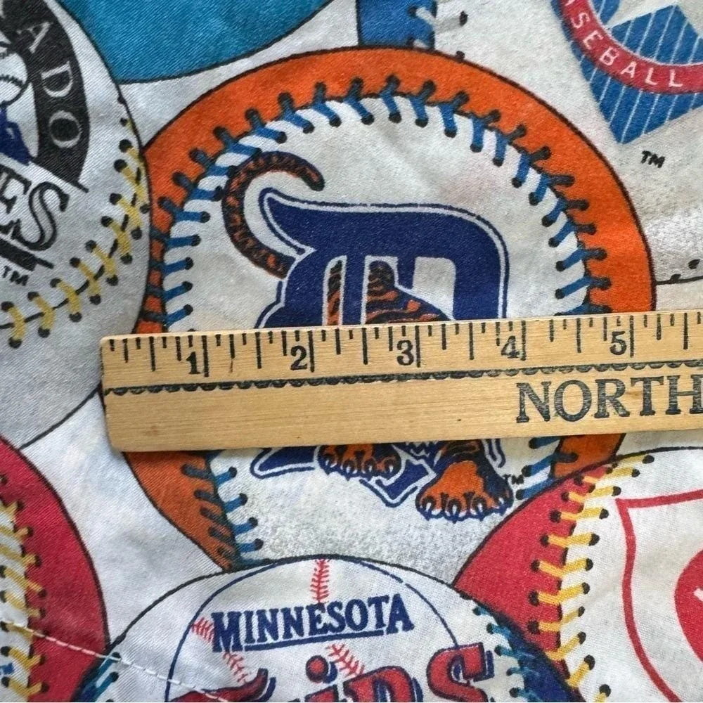 VTG 90s Sheet Major League Baseball Flat Team Logos Baseballs MLB Fandom Bibb Co